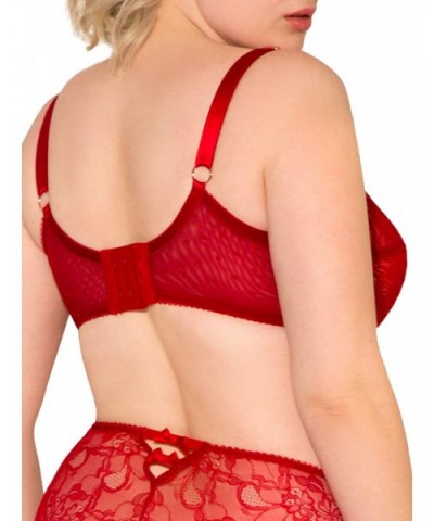 Women's Lace & Mesh Unlined Underwire Bra - No No Red - CM18O2ADMT0 $27.31 Bras