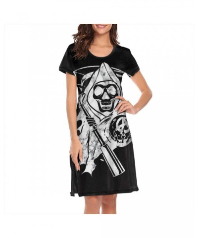 Ladies Sons-of-Anarchy-White-Marble- Nightdress Soft - Sons of Anarchy-19 - C018SWGDAL0 $46.03 Nightgowns & Sleepshirts