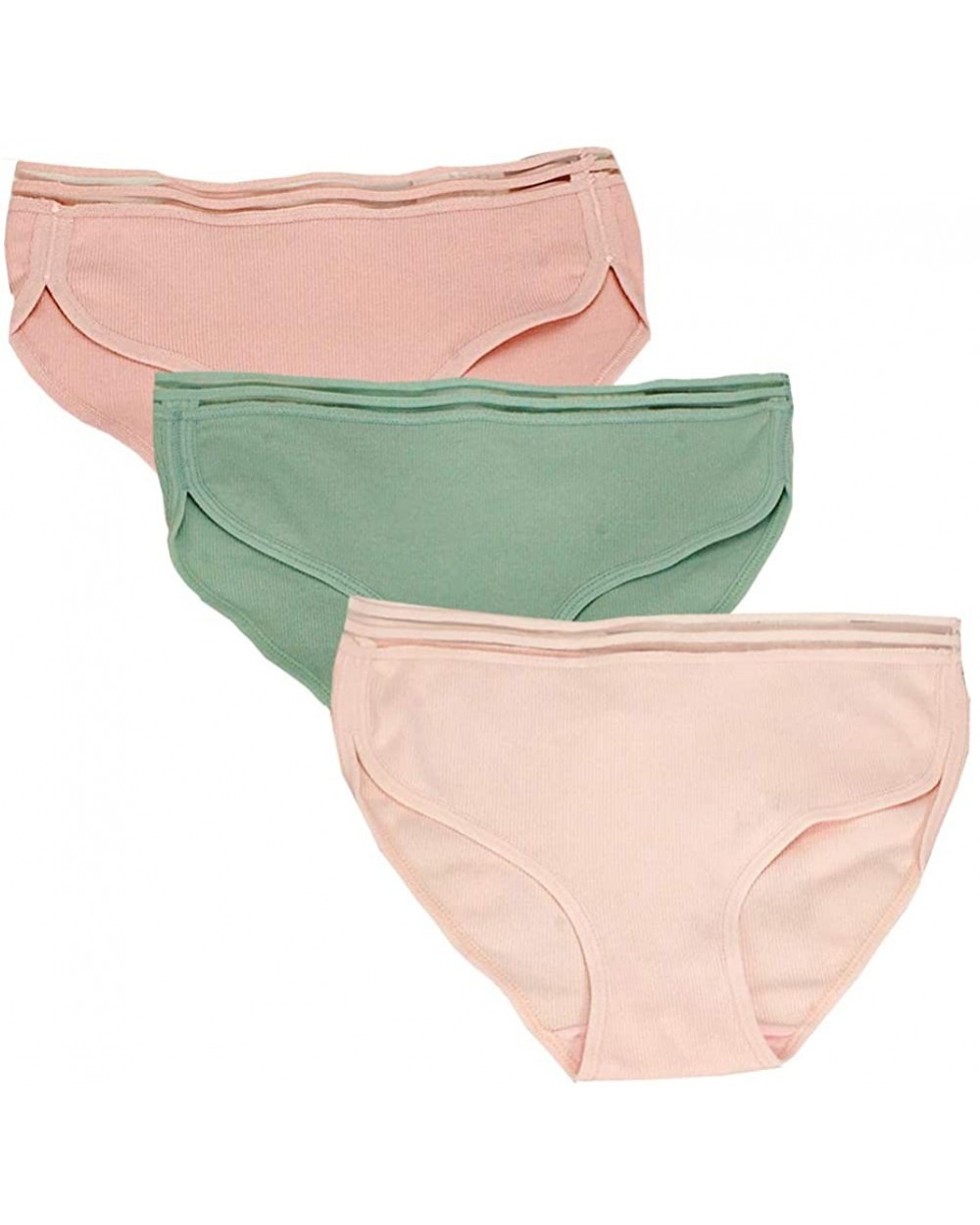 Women 3 Packs Cotton Brief Panties Soft Stretch Mesh Waist Hipster Underwear - Pink/Green/Cameo - CC18H0W5R55 $15.92 Panties