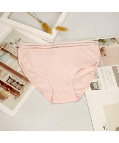 Women 3 Packs Cotton Brief Panties Soft Stretch Mesh Waist Hipster Underwear - Pink/Green/Cameo - CC18H0W5R55 $15.92 Panties