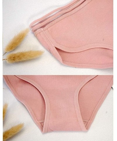 Women 3 Packs Cotton Brief Panties Soft Stretch Mesh Waist Hipster Underwear - Pink/Green/Cameo - CC18H0W5R55 $15.92 Panties