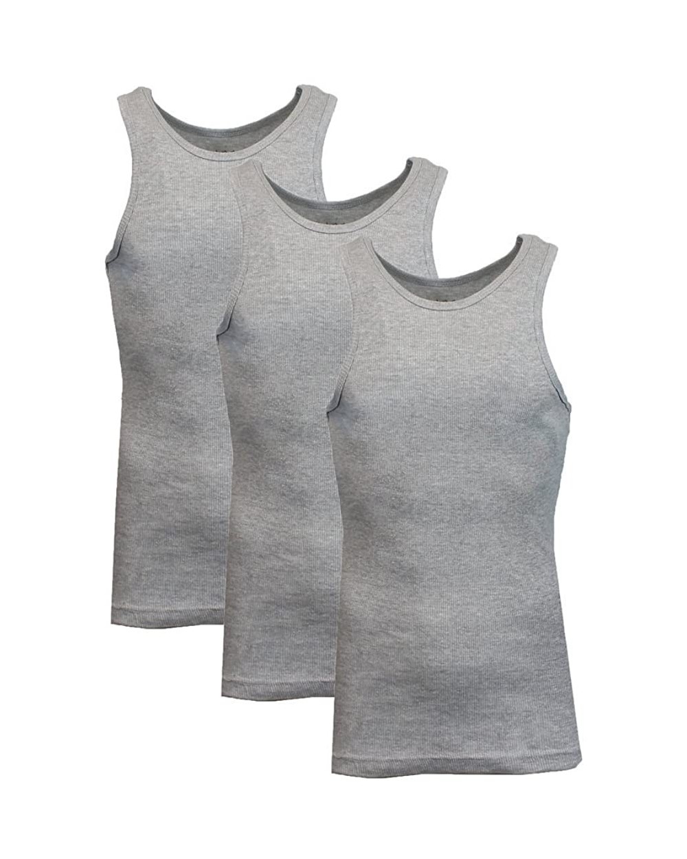 Single and 3-Pack Mens Heavy-Weight Ribbed Tank Tops - Heather Grey (3-pack) - C312D5MXMX3 $36.21 Undershirts