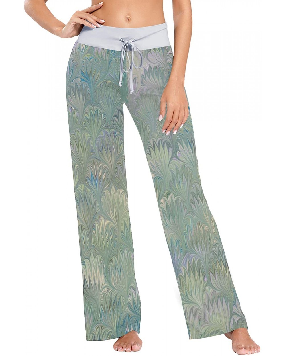 Green Leaves Floral Women's Pajama Pants Comfy Drawstring Lounge Pants Sleepwear - CJ19DSWI2K4 $53.78 Bottoms