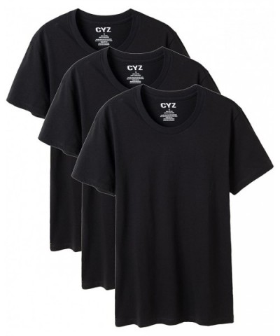 Men's T-Shirt Undershirt Pack of 3 100% Cotton - Black Crew Neck - CP17XWIO67I $24.24 Undershirts