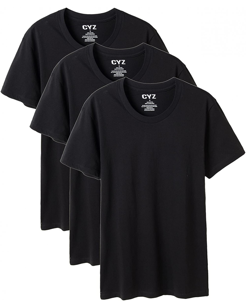 Men's T-Shirt Undershirt Pack of 3 100% Cotton - Black Crew Neck - CP17XWIO67I $24.24 Undershirts