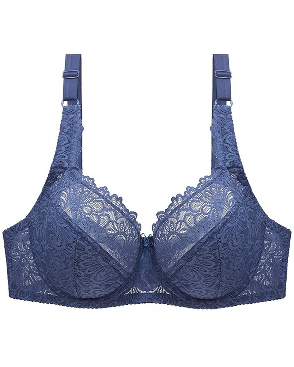 Women Floral Lace Bralette Padded Breathable Racerback Lace Bra Bustier Brassieres - Blue - C118UEMTIGH $16.69 Bras