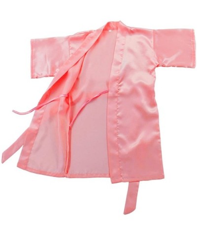 Satin Kimono Wedding Party Getting Ready Robe with Gold Glitter - Watermelon Red(flower Girl) - CW183Y4C8GL $15.18 Robes