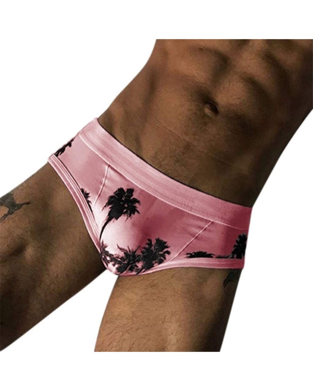 Summer Men's Sexy Printed Underwear Men's Beach Swimming Underwear - Pink - CL18SYT48T2 $19.57 Boxer Briefs