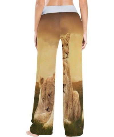 Animal Lion Family Women Loose Palazzo Casual Drawstring Sleepwear Print Yoga Pants - C019CSHSX0I $36.50 Bottoms