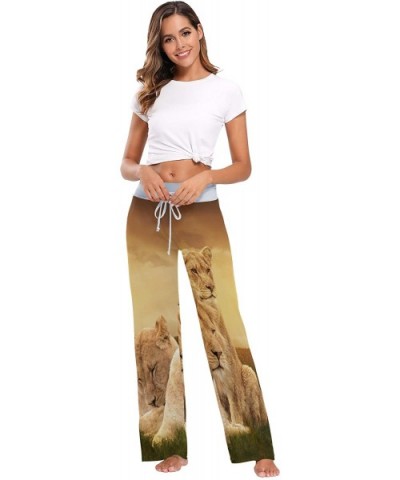 Animal Lion Family Women Loose Palazzo Casual Drawstring Sleepwear Print Yoga Pants - C019CSHSX0I $36.50 Bottoms