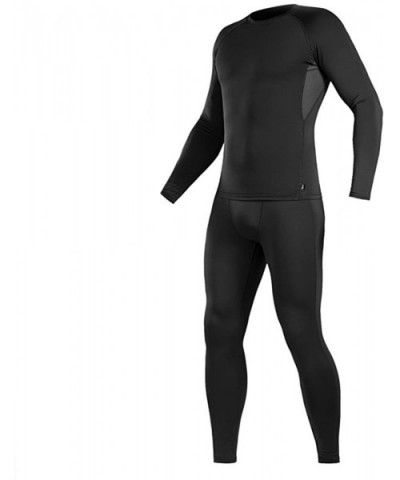 Thermal Underwear Set for Men Base Layer Fleece Lined Top & Bottom Ultra-Soft - Black - CS189ULYZ90 $75.36 Thermal Underwear