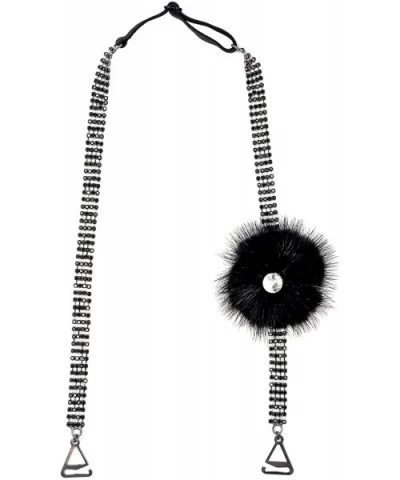 Halter Style Rhinestone - Black With Black Pompom - C118KOR8R82 $31.41 Accessories