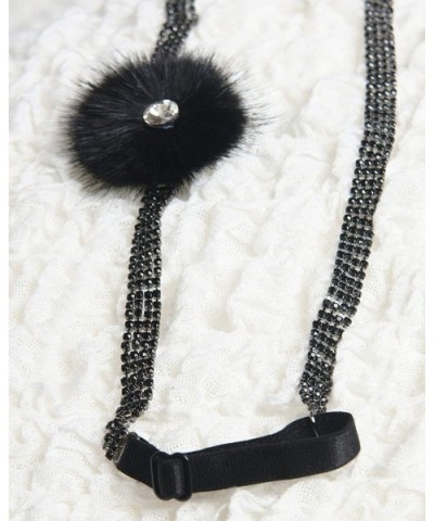 Halter Style Rhinestone - Black With Black Pompom - C118KOR8R82 $31.41 Accessories