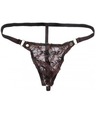 Men's Bikini Briefs Floral Lace Sexy G-String Thongs See Through Panties Unerwear - Coffee - CY190O6HAWM $23.69 G-Strings & T...