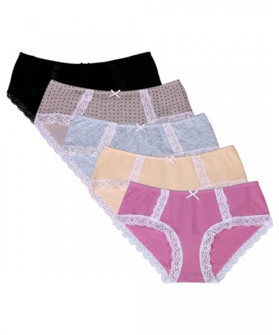 Women's Underwear Soft Cotton Panties Stretchy Hipster Ladies Briefs Multipack - Multicoloured (A) - CF1989752X5 $25.13 Panties