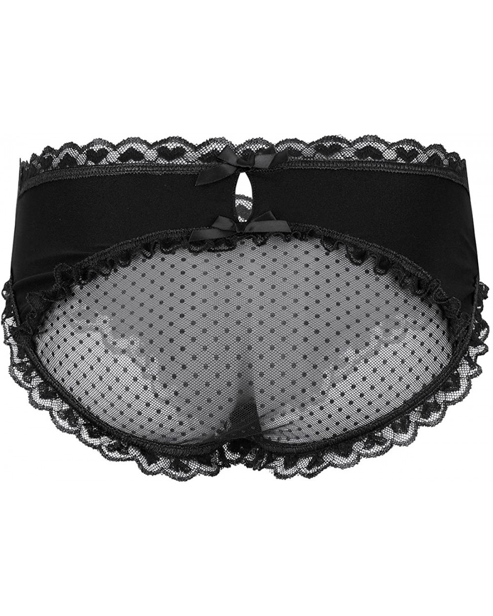 Sissy Pouch Panties Men's Lace Transparent Bikini Open Butt Bikini Thongs - Black - C6188WM748H $27.22 Briefs