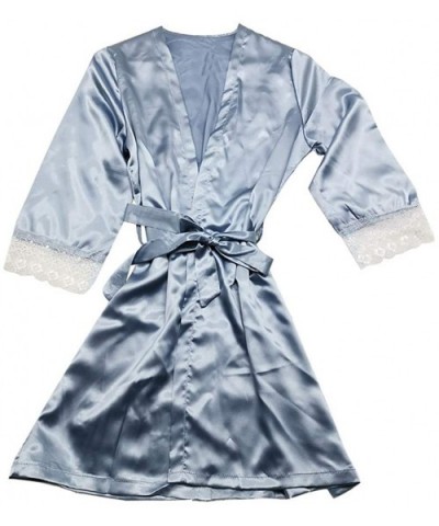 Women Sexy Long Lingerie Robe Nightgown Bathrobe Pajamas Sleepwear Bathrobes Kimono Robes Sleepwear - Light Blue - C0193YEMW2...