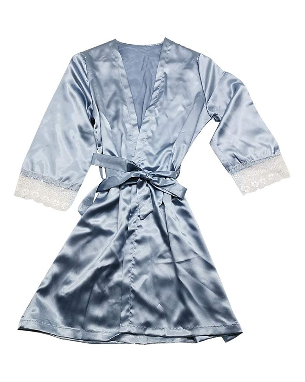 Women Sexy Long Lingerie Robe Nightgown Bathrobe Pajamas Sleepwear Bathrobes Kimono Robes Sleepwear - Light Blue - C0193YEMW2...