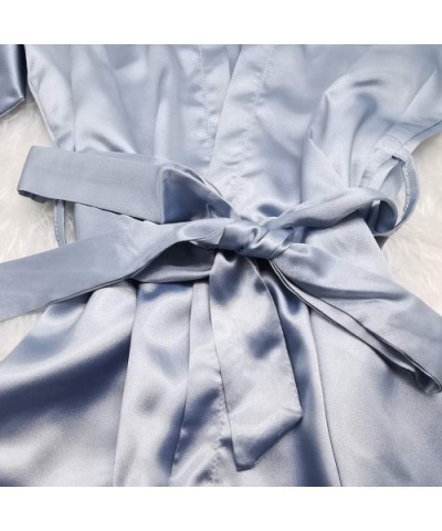 Women Sexy Long Lingerie Robe Nightgown Bathrobe Pajamas Sleepwear Bathrobes Kimono Robes Sleepwear - Light Blue - C0193YEMW2...