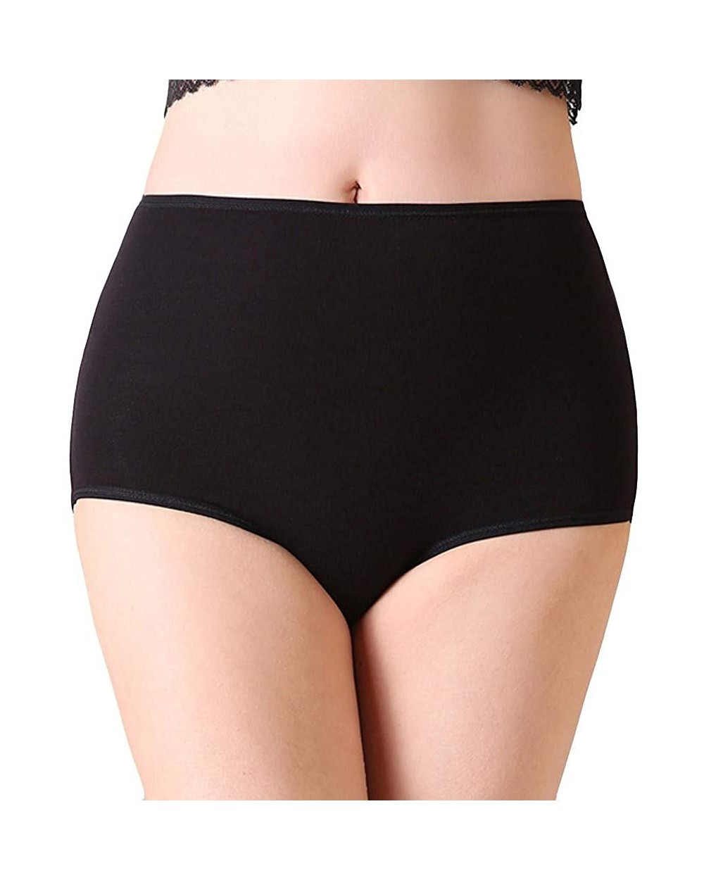 Women Underwear Solid Color High Waist Panties Briefs - Black - CD190TL9A87 $27.86 Slips