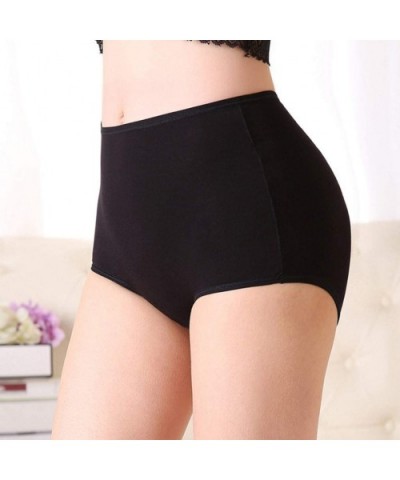 Women Underwear Solid Color High Waist Panties Briefs - Black - CD190TL9A87 $27.86 Slips