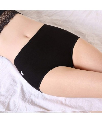 Women Underwear Solid Color High Waist Panties Briefs - Black - CD190TL9A87 $27.86 Slips