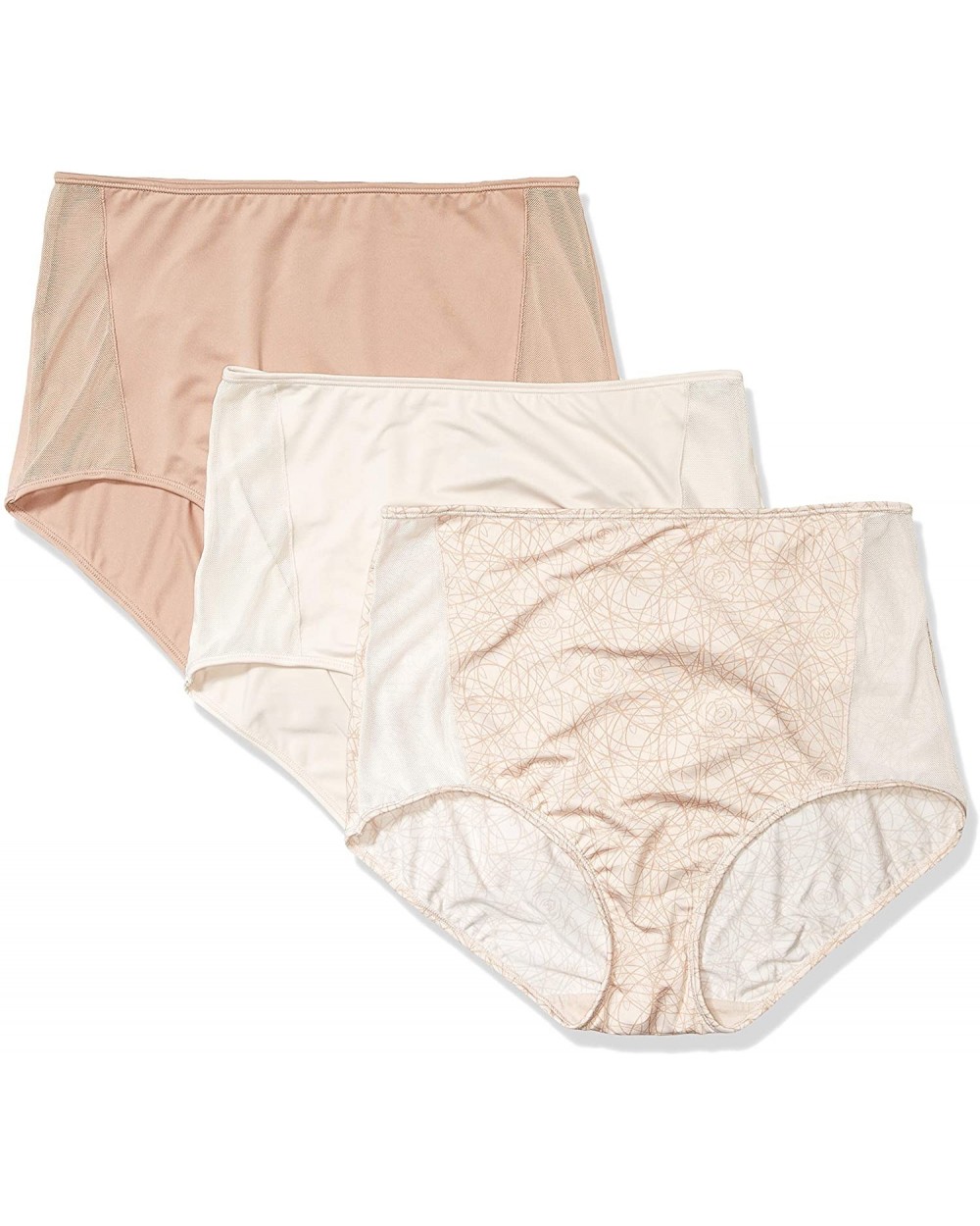 Women's Ultrastretch with Mesh 3 Pack Brief Panties - Beige Multi - C518YIE49E4 $19.04 Panties