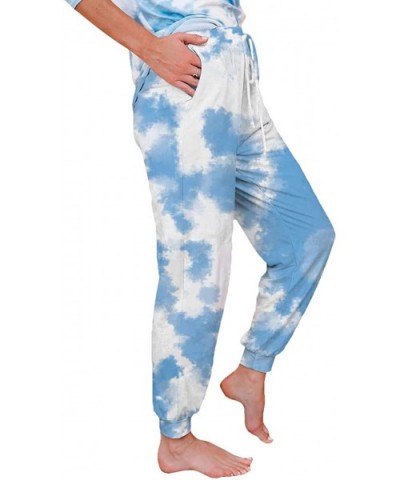 Women Tie Dye Sleep Pajama Pants Casual Jogger Pants - Blue - CB19C68Q34R $34.42 Bottoms