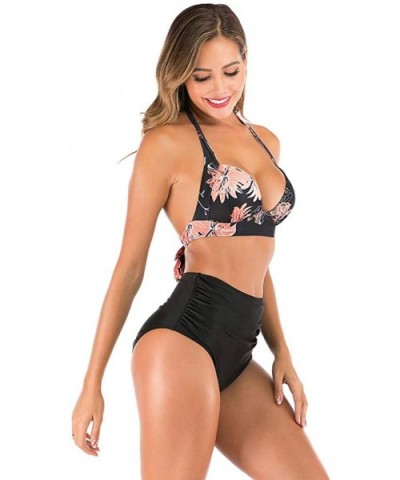 Women High Waist Bikini Push Up Bikinis Print Swimsuit Female Beachwear Swimwear - A3-black - CE1962GS79K $20.74 Nightgowns &...