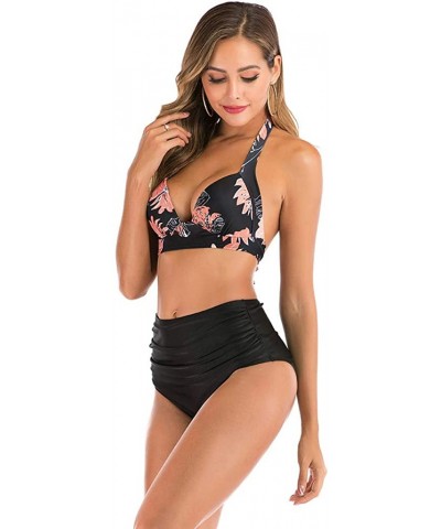 Women High Waist Bikini Push Up Bikinis Print Swimsuit Female Beachwear Swimwear - A3-black - CE1962GS79K $20.74 Nightgowns &...