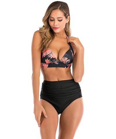 Women High Waist Bikini Push Up Bikinis Print Swimsuit Female Beachwear Swimwear - A3-black - CE1962GS79K $20.74 Nightgowns &...