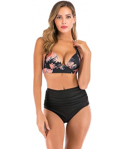 Women High Waist Bikini Push Up Bikinis Print Swimsuit Female Beachwear Swimwear - A3-black - CE1962GS79K $20.74 Nightgowns &...