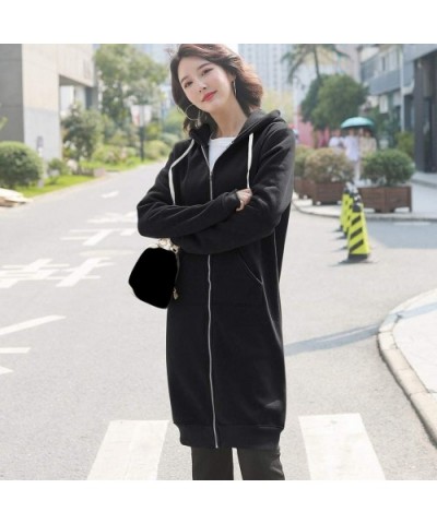 Long Solid Coat Women Fashion Hooded Jacket Long Sleeve with Pocket - B-black - CR18S6XCHD2 $53.76 Thermal Underwear