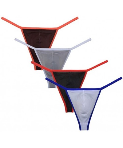 Men Pouch Border Thong Comfy T-Back Underwear Mini Briefs Bikini G-String String Tangas - 4pcs - CW18RGKYLKL $27.66 G-Strings...