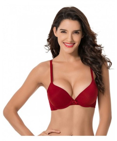 Womens Plus Size Perfect Shape Add 1 Cup Push Up Underwire Tshirt Bra - Burgundy(1 Pack) - CC18NZ4N2X2 $24.18 Bras