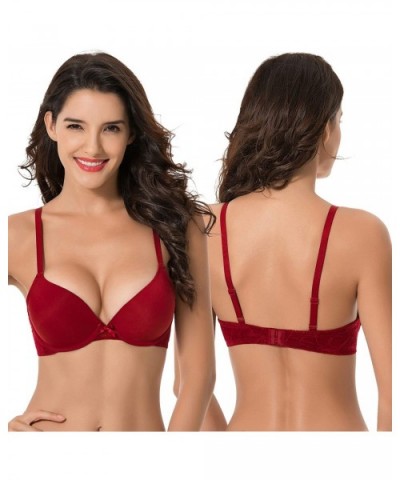 Womens Plus Size Perfect Shape Add 1 Cup Push Up Underwire Tshirt Bra - Burgundy(1 Pack) - CC18NZ4N2X2 $24.18 Bras