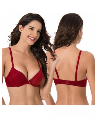 Womens Plus Size Perfect Shape Add 1 Cup Push Up Underwire Tshirt Bra - Burgundy(1 Pack) - CC18NZ4N2X2 $24.18 Bras