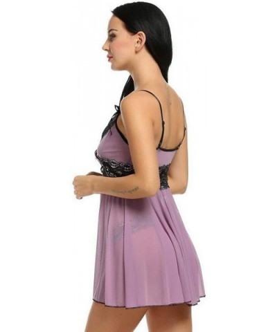 Sexy Lingerie Women's Pajamas Sexy Women Lingerie Underwear Nightgown Babydoll Sleepwear - Purple - C51938LCETA $26.69 Baby D...