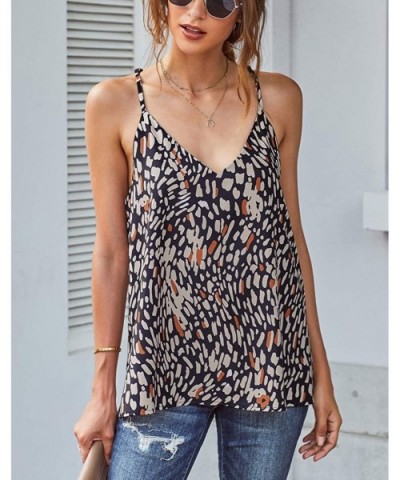 Women Sexy Fashion Cami Tank Tops Dressy Satin Camisoles - F Apricot Fragment Printed - CS197WNK57H $27.56 Camisoles & Tanks