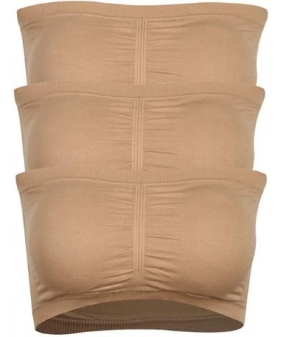 Padded Bras for Women Wirefree Basic Sleeping Active Base Layer Bandeau Bra 3 Pack of Beige-S - CG18ELX2I9E $28.95 Bras