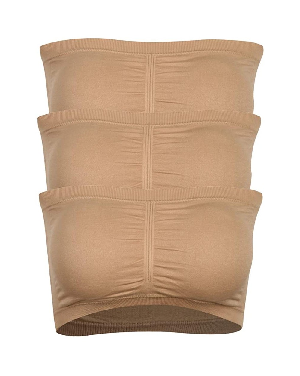 Padded Bras for Women Wirefree Basic Sleeping Active Base Layer Bandeau Bra 3 Pack of Beige-S - CG18ELX2I9E $28.95 Bras