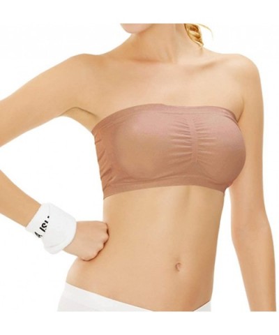 Padded Bras for Women Wirefree Basic Sleeping Active Base Layer Bandeau Bra 3 Pack of Beige-S - CG18ELX2I9E $28.95 Bras