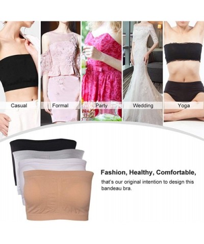 Padded Bras for Women Wirefree Basic Sleeping Active Base Layer Bandeau Bra 3 Pack of Beige-S - CG18ELX2I9E $28.95 Bras