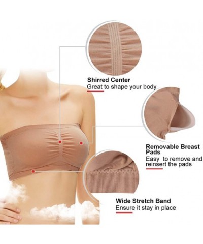 Padded Bras for Women Wirefree Basic Sleeping Active Base Layer Bandeau Bra 3 Pack of Beige-S - CG18ELX2I9E $28.95 Bras