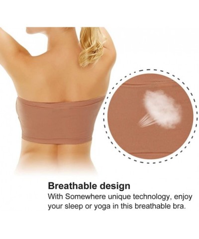 Padded Bras for Women Wirefree Basic Sleeping Active Base Layer Bandeau Bra 3 Pack of Beige-S - CG18ELX2I9E $28.95 Bras