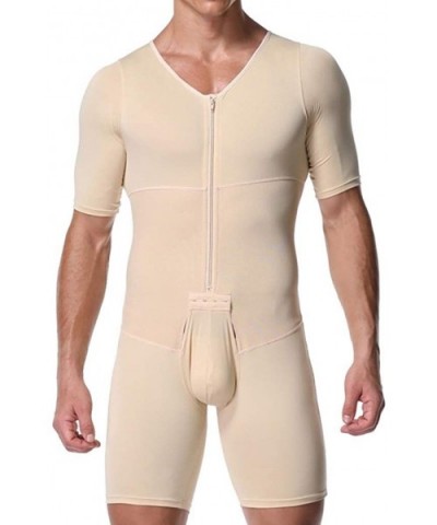 Men's Zipper Front Bodysuit Workout Weight Loss Tummy Control Shapewear Compression Body Shaper - Beige - C619E7LSNNW $61.40 ...