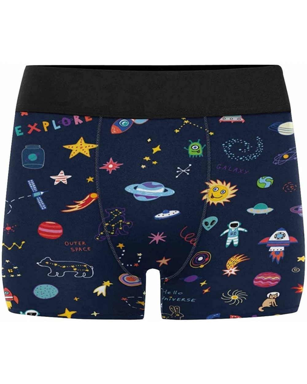 Custom Men's Boxer Briefs Cartoon Set of Space Objects Stars- Planets - Multi 1 - CJ18DOMT8ED $36.65 Boxer Briefs