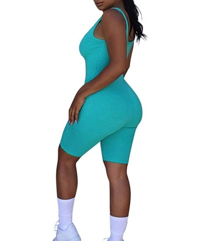 Casual Women Solid Sleeveless Short Playsuit Romper Sports Pants Yoga Clothing - Green - CV1908NWEAI $29.58 Thermal Underwear