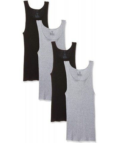 Men's Ultimate Comfortsoft Dyed Tank Undershirt (4-Pack) - Black/Grey - CQ11BDJH51V $58.97 Undershirts