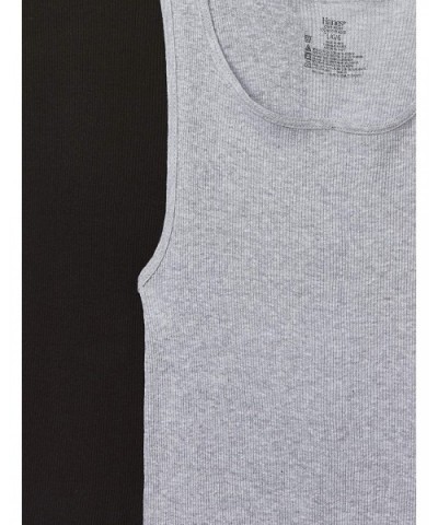 Men's Ultimate Comfortsoft Dyed Tank Undershirt (4-Pack) - Black/Grey - CQ11BDJH51V $58.97 Undershirts